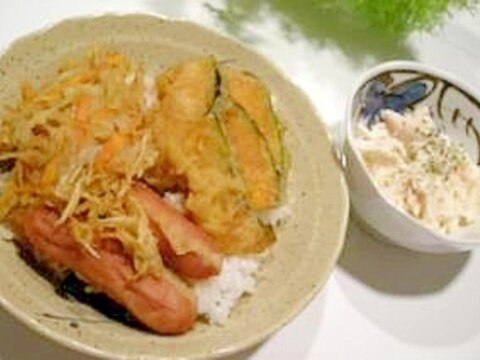 お手軽天丼＆大根ツナサラダ